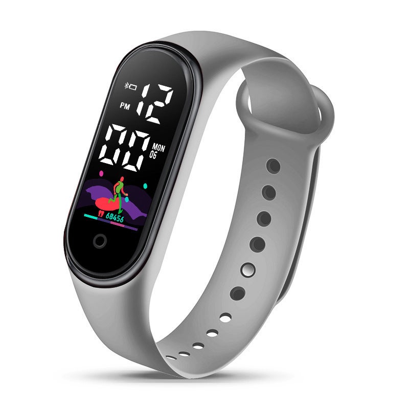 Digital LED children electronic watch wristband middle school students touch waterproof outdoor sports bracelet electronic watch wholesale Grey - Image 1