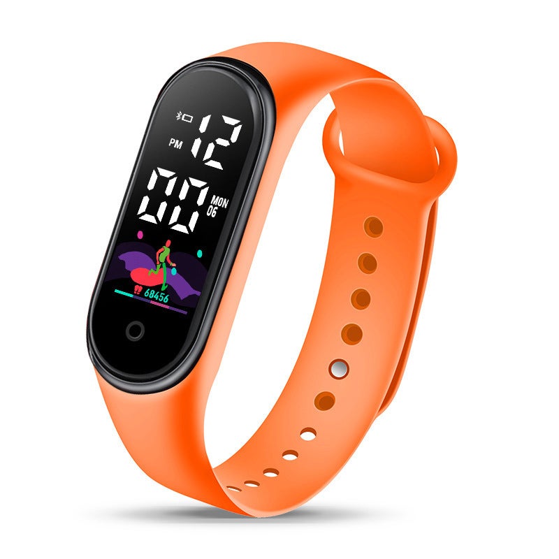 Digital LED children electronic watch wristband middle school students touch waterproof outdoor sports bracelet electronic watch wholesale Grey - Image 5