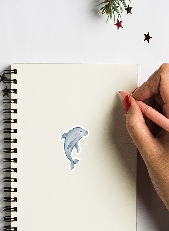 GUVSPTI Dolphin Stickers 1in for Scrapbooking, Arts, Craft, Kids DIY, Calendars Sea Animal Labels 80-Pack - Image 3
