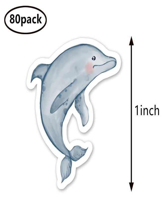 GUVSPTI Dolphin Stickers 1in for Scrapbooking, Arts, Craft, Kids DIY, Calendars Sea Animal Labels 80-Pack - Image 2