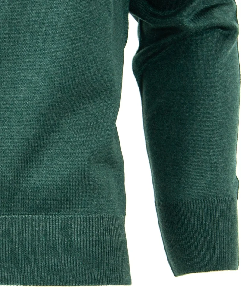 اوبلاند Men's Long Sleeve V-Neck Solid Color Classic Model Comfortable Cut Full Pattern Wool Woven Sweater