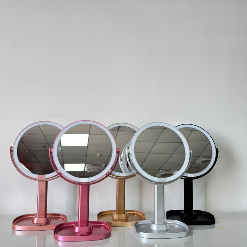 New Product Makeup Mirror Desktop Led Light Three-Sided Foldableing Smart Fill-In Mirror With Light Logo - Image 1
