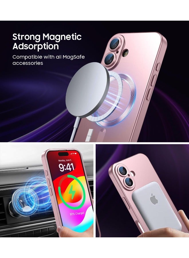 Magnetic Case for iPhone 16, [MagSafe Compatible][Built-in Camera Lens Protector][Light Slim] Soft Silicone Bumper Shockproof Matte Case Cover for iPhone 16 6.1 inch, Rose Gold  - Image 3