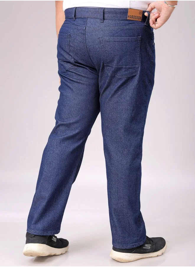 HARDSODA Men Plus Size Vintage Straight Fit Solid Mid-Rise Stretchable Jeans