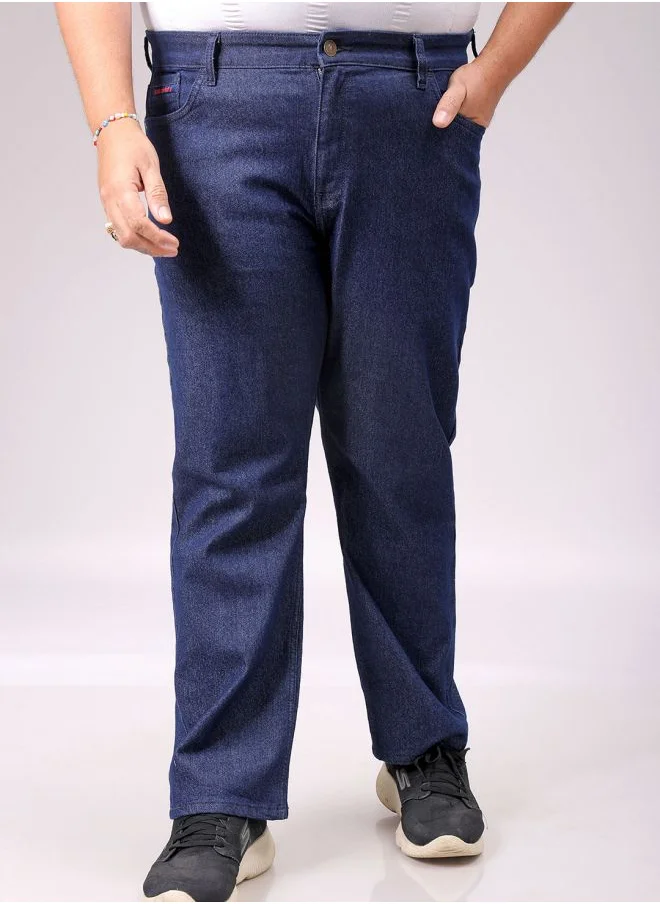 HARDSODA Men Plus Size Vintage Straight Fit Solid Mid-Rise Stretchable Jeans