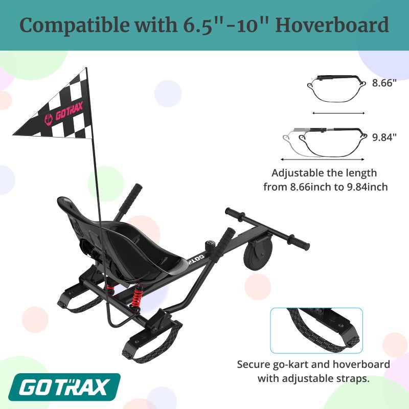 Gotrax Hoverboard Attachment with Rear Shock Absorption, Hoverboard Go Kart(BLA) - Image 4