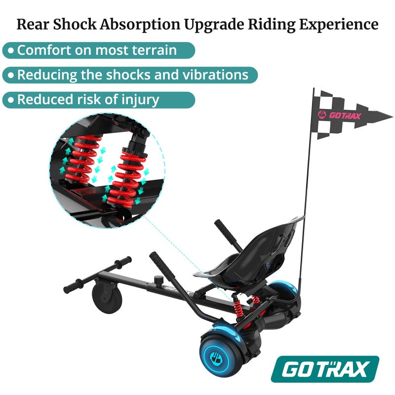 Gotrax Hoverboard Attachment with Rear Shock Absorption, Hoverboard Go Kart(BLA) - Image 3
