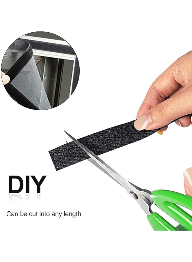 erorex Adhesive Hook And Loop Tape 8M Extra Strong Double Sided Sticky Tape Self Adhesive Sticky Back Fastening Tape For Household Kitchen School Office And Industrial 20 Mm Wide Black - Image 2