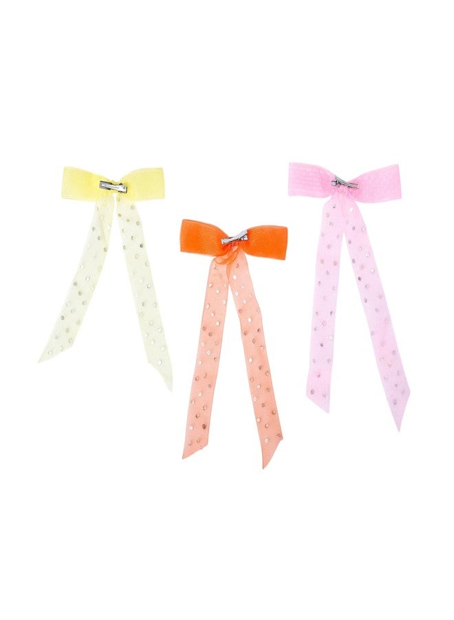 Choko Bow Hair Clip Set for Girls | Handmade hair accessories with rhinestone bows for school, playdates, and joyful style (Set of 3) - Image 2