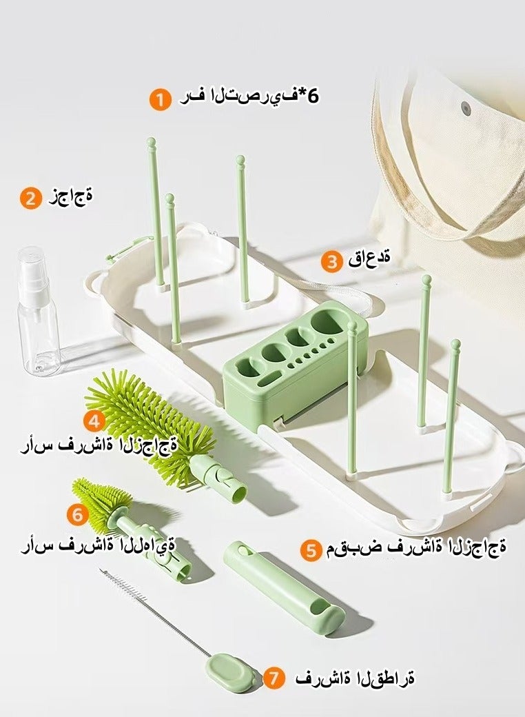 EXCLIFE Portable bottle brush cup brush silicone cleaning brush newborn baby special cleaning brush storage box travel set  - Image 3