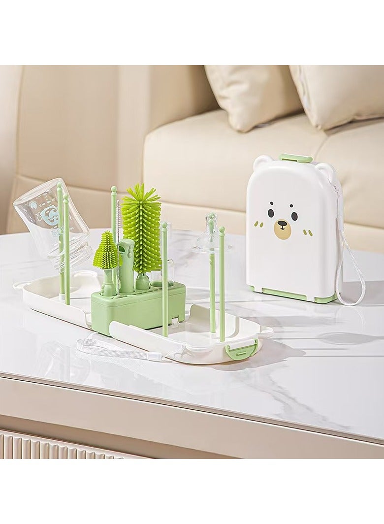 EXCLIFE Portable bottle brush cup brush silicone cleaning brush newborn baby special cleaning brush storage box travel set  - Image 2