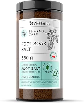 Vis Plantis ملح نقع القدمين من فيس بلانتس بالنعناع والمنتول لتقليل التعرق 560 جرام - نقع منعش مقشر وبارد للقدمين للبشرة الصلبة والقدمين المتعبة والعضلات المؤلمة - مرطب طبيعي ومزيل للروائح - Image 1