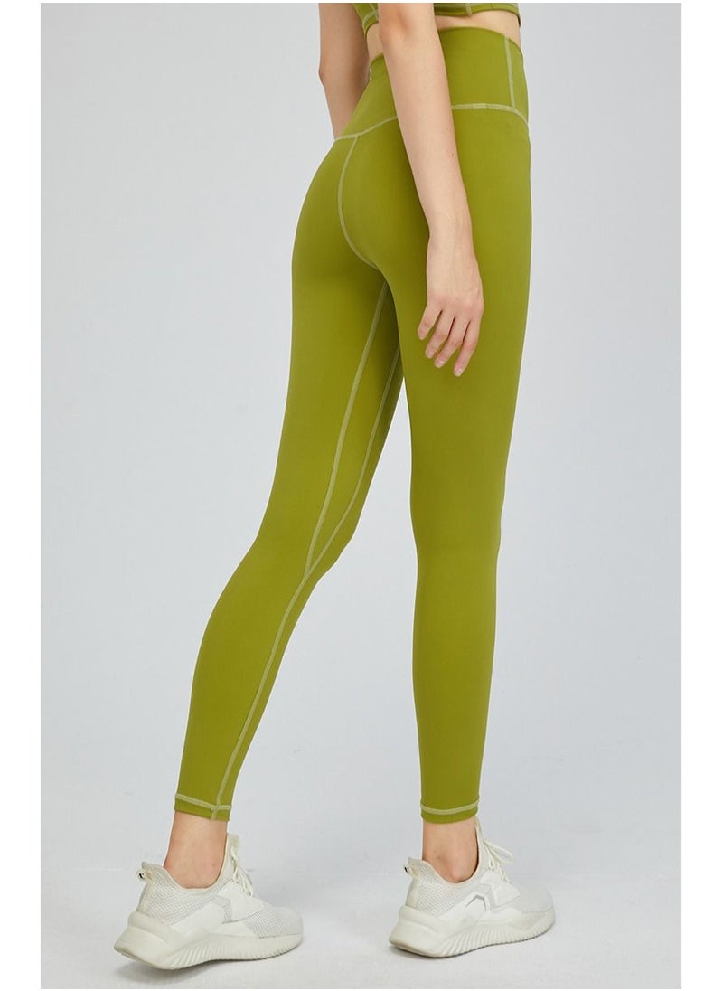 Loquat Solid Stretch Yoga Pants Green  - Image 2