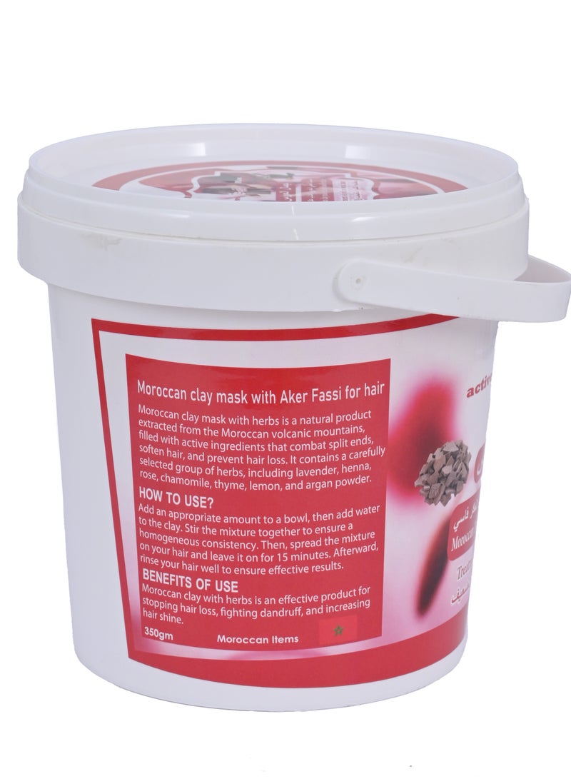 active max Moroccan Natural  Mud Mask With Pure Aker Fassi and Herb  for Weak Hair  350 g - Image 2