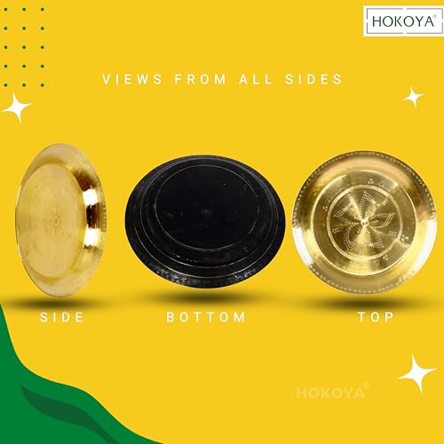 HOKOYA Handmade Brass Thali/Plate - Traditional Indian Kitchenware - Durable & Aesthetic - Perfect for Serving - Great Gift Option for Kitchen Enthusiast | Kitchen Accessories (1) - Image 3