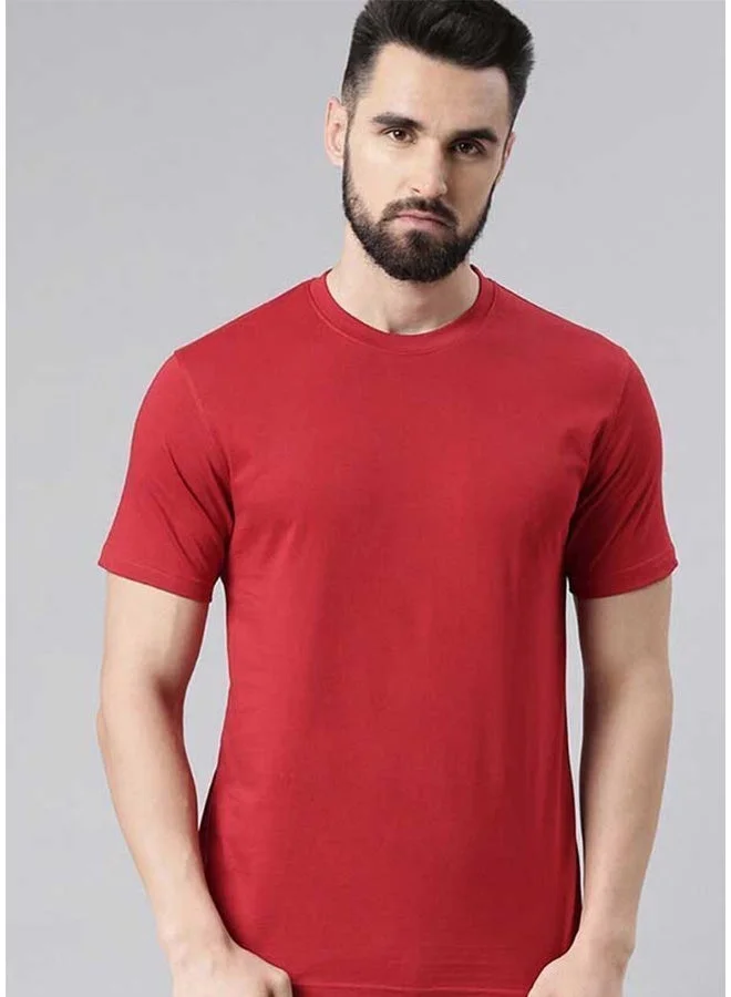 فيردو تيشيرت فيردو قطن نقي رجالي أحمر نصف كم بقصة عادية