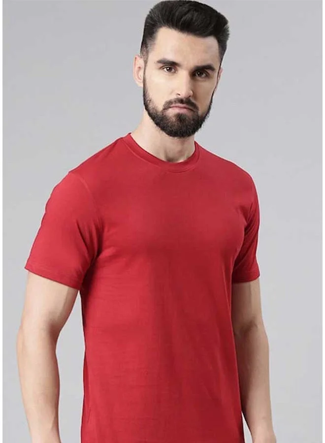 Veirdo Veirdo Pure Cotton Regular Fit Red Half Sleeve T-Shirt For Men