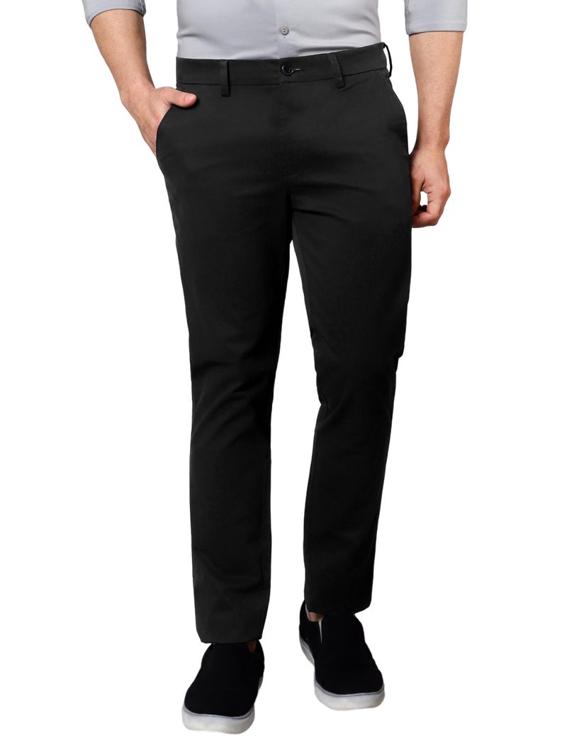 Beyoung Cotton Lycra Classic Fit Chino Pants for Men - Rich Black | Casual Pants | Stretchable Chinos | Slant Pockets | Chino Trousers - Image 1