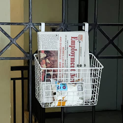 Livzing Multi-Functional Alloy Steel Compact Over The Door Hanging Basket | Cabinet Organizer for Storage Shelf | Rack | Milk Bin -White (15 L X 25 B X 30 H) - Image 3