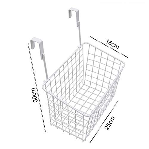 Livzing Multi-Functional Alloy Steel Compact Over The Door Hanging Basket | Cabinet Organizer for Storage Shelf | Rack | Milk Bin -White (15 L X 25 B X 30 H) - Image 2