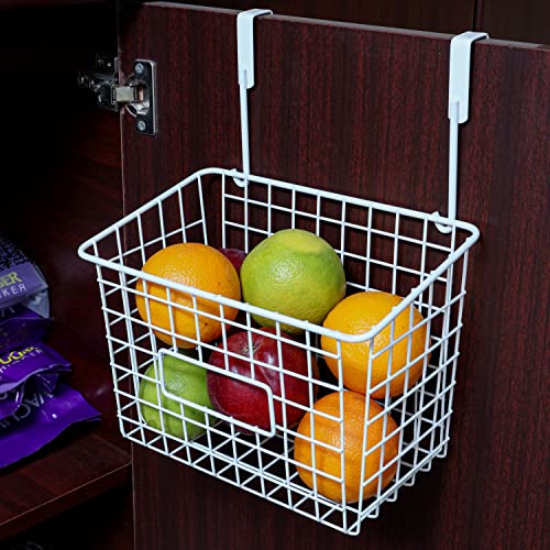 Livzing Multi-Functional Alloy Steel Compact Over The Door Hanging Basket | Cabinet Organizer for Storage Shelf | Rack | Milk Bin -White (15 L X 25 B X 30 H) - Image 4