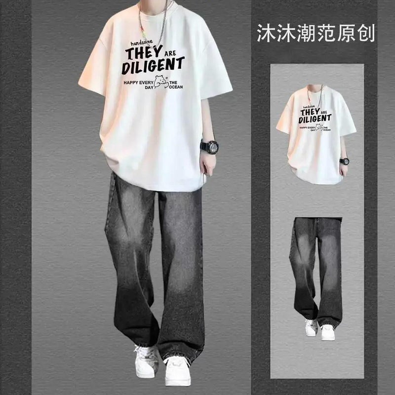 Teen Boys Short Sleeve T-Shirt Set 2-Piece Summer Casual Outfit - Image 3