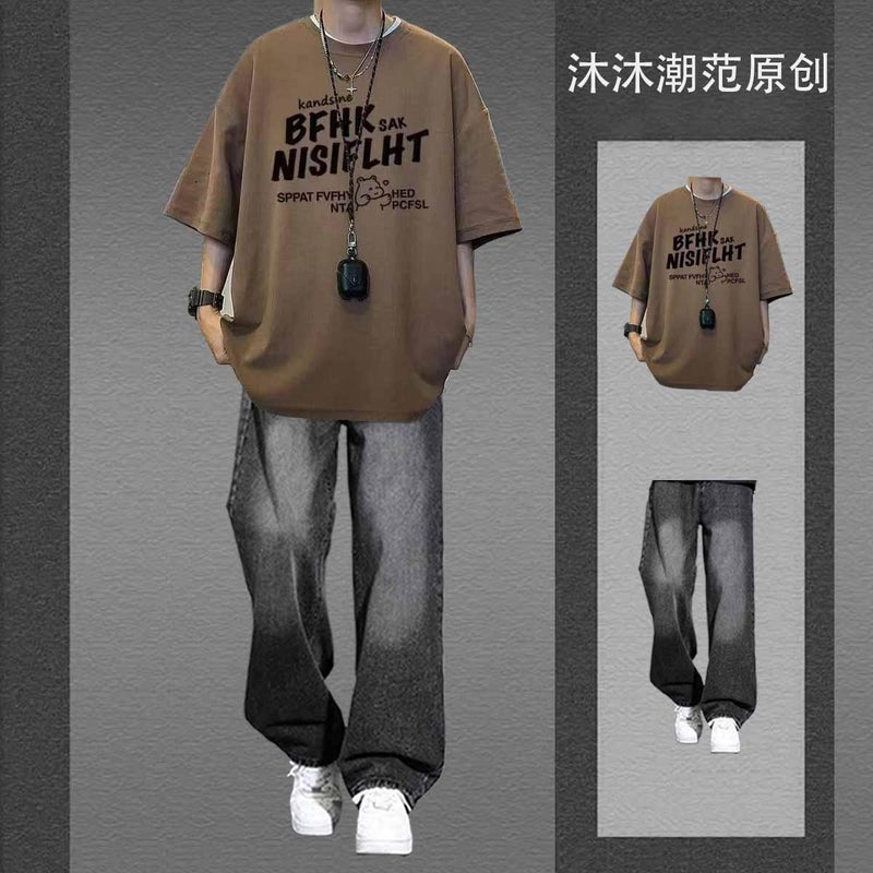 Teen Boys Short Sleeve T-Shirt Set 2-Piece Summer Casual Outfit - Image 2