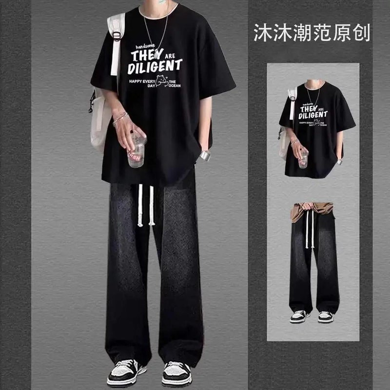 Teen Boys Short Sleeve T-Shirt Set 2-Piece Summer Casual Outfit - Image 4