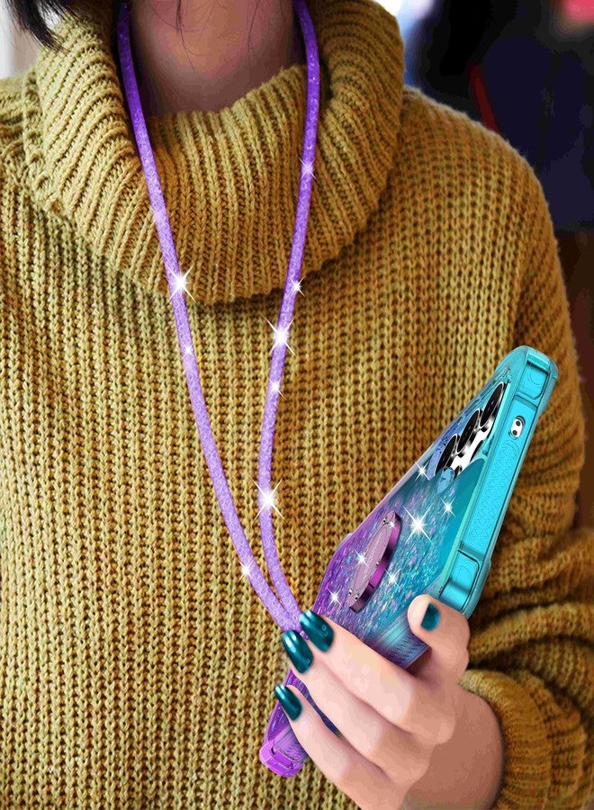 Silverback for Samsung Galaxy S25 Ultra Case with Ring, Women Girls Bling Holographic Sparkle Glitter Cute Cover,Diamond Ring Protective Phone Case for Galaxy S25 Ultra - Purple - Image 5