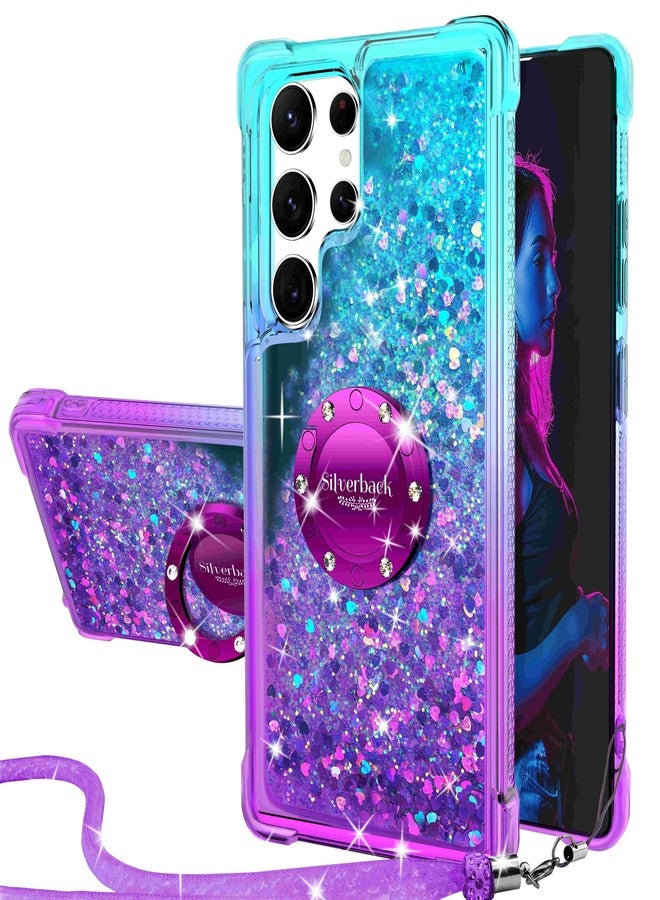 Silverback for Samsung Galaxy S25 Ultra Case with Ring, Women Girls Bling Holographic Sparkle Glitter Cute Cover,Diamond Ring Protective Phone Case for Galaxy S25 Ultra - Purple - Image 1