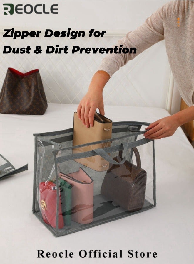 REOCLE 2PCS Dust Bag (S+M) Wardrobe Hanging Bag Storage Bag PVC Transparent Waterproof Leather Bag Protection Storage Hanging Bag - Image 3