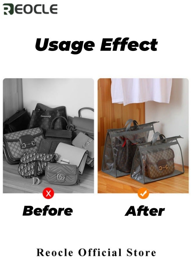 REOCLE 2PCS Dust Bag (S+M) Wardrobe Hanging Bag Storage Bag PVC Transparent Waterproof Leather Bag Protection Storage Hanging Bag - Image 4