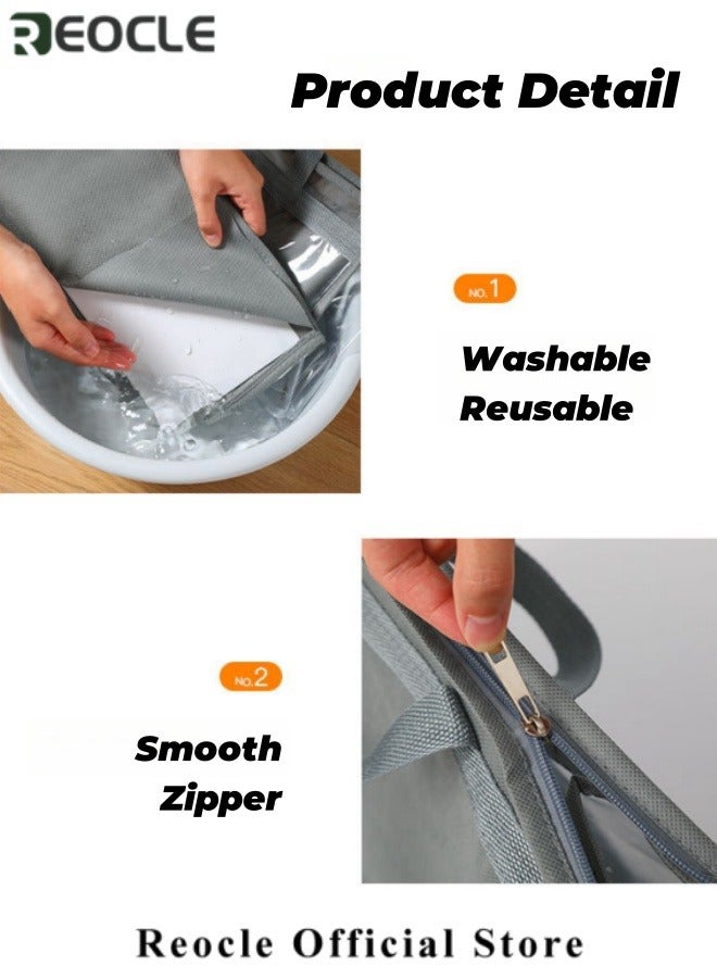 REOCLE 2PCS Dust Bag (S+M) Wardrobe Hanging Bag Storage Bag PVC Transparent Waterproof Leather Bag Protection Storage Hanging Bag - Image 5