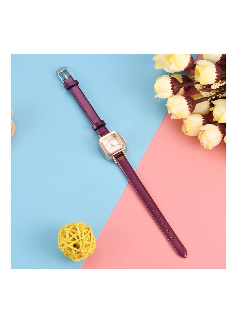 Quartz Womens Watch Female Square Small Slim Light Leather Band Band Fashion Minimalist Thin Casual Dress Analog Young Girls Gifts Wrist Watch - Image 5