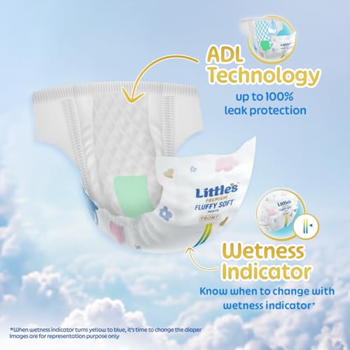 Little's Premium Baby Diapers M Size (Medium) Pants Style | 7-12 kg | 128 Count | FluffySoft Baby Diaper with Leakage Guard, Wetness Indicator & 12 Hours Absorption | (32 Count, Pack of 4) - Image 4