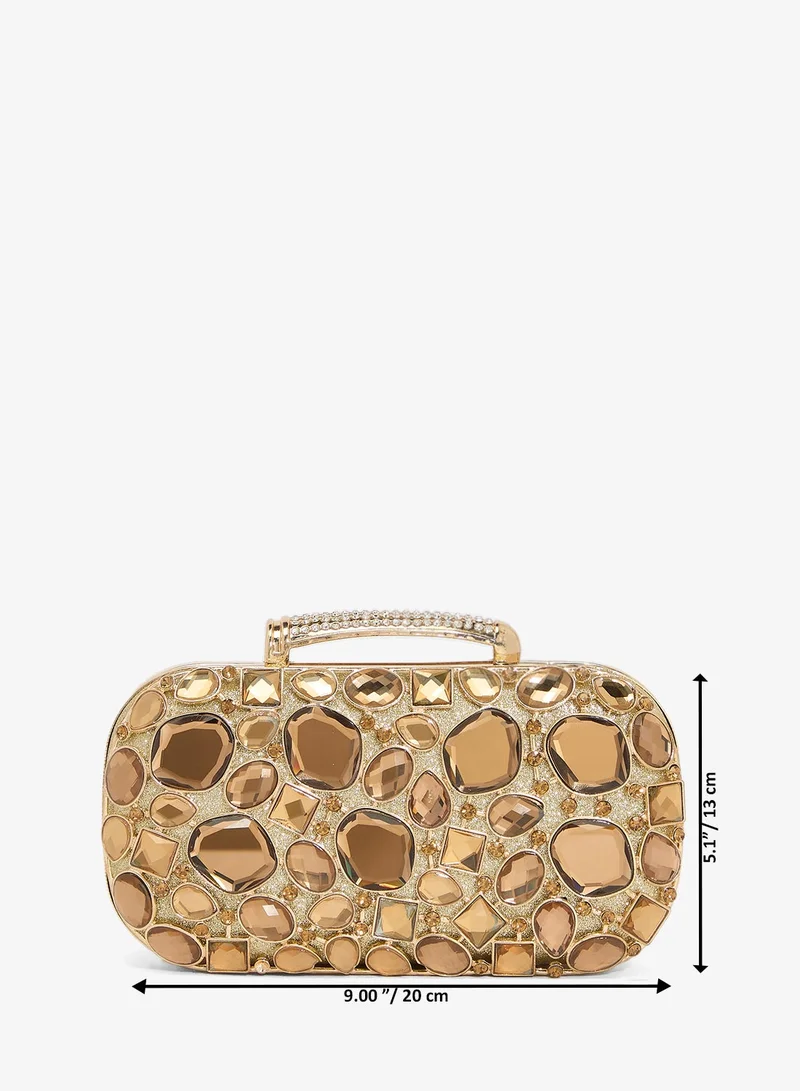Khizana Gold Embroidered Jeweled Gold Clutch for Women | Best Price UAE