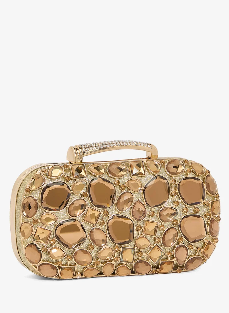 Khizana Gold Embroidered Jeweled Gold Clutch for Women | Best Price UAE