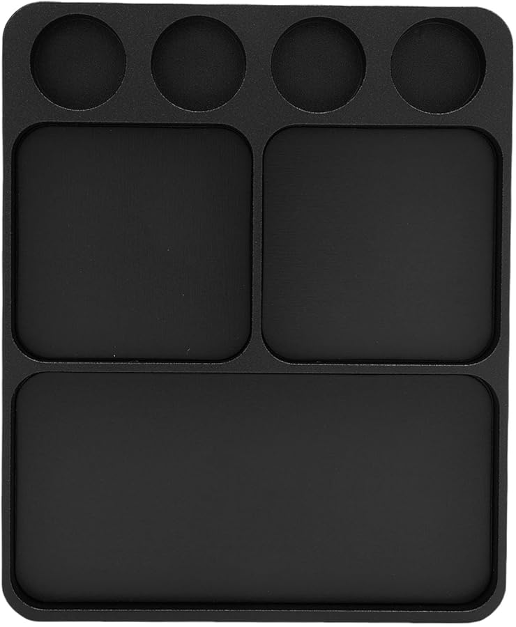 صينية حامل براغي من سبائك الألمنيوم الأسود مع 8 أقسام لإصلاح سيارات ومراكب التحكم عن بعد - Image 1