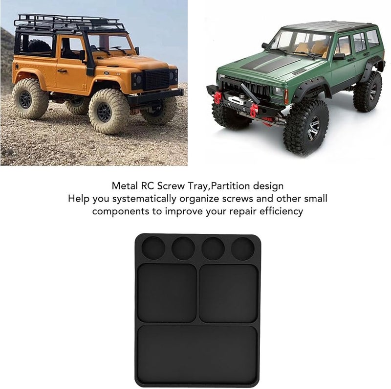 صينية حامل براغي من سبائك الألمنيوم الأسود مع 8 أقسام لإصلاح سيارات ومراكب التحكم عن بعد - Image 2