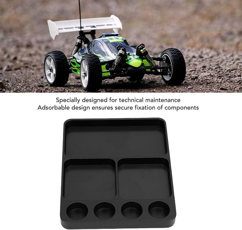 صينية حامل براغي من سبائك الألمنيوم الأسود مع 8 أقسام لإصلاح سيارات ومراكب التحكم عن بعد - Image 3