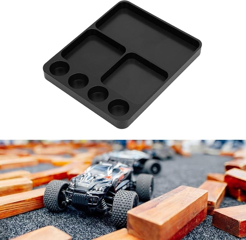 صينية حامل براغي من سبائك الألمنيوم الأسود مع 8 أقسام لإصلاح سيارات ومراكب التحكم عن بعد - Image 5