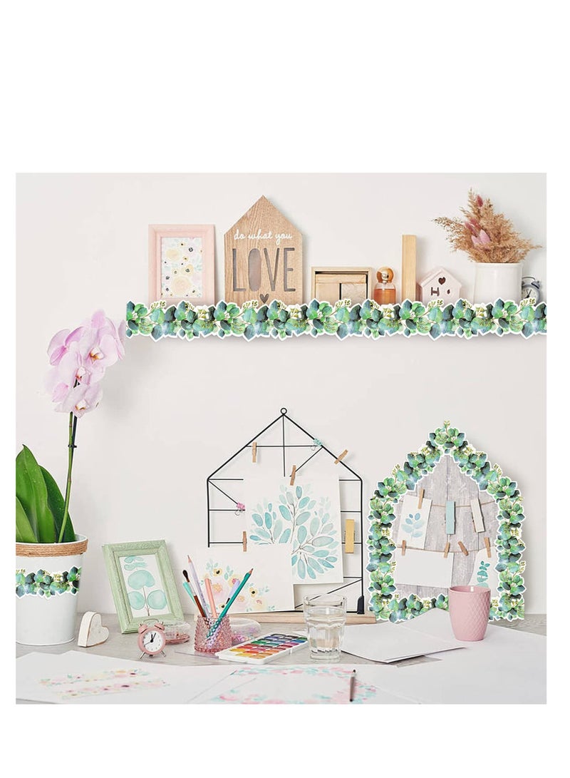 SOLARAE Eucalyptus Bulletin Board Sticker, Greenery Trim Border Decor, Eucalyptus Themed Border Sticker, Suitable for Home School Bulletin Boards Desks (49ft) - Image 5