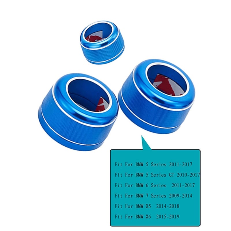 QASULER BMW Air Conditioner Knob Trim Cover Ring - Blue - Image 2