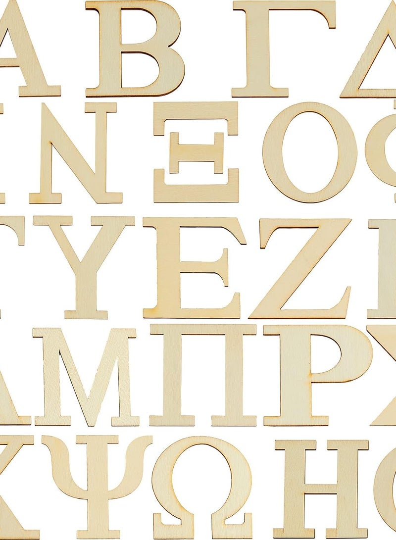 Hicarer 24 Pieces Wooden Greek Letters Singer Layer Unfinished Wood Greek Alphabets Greek Wood Letters for DIY Arts and Crafts Home Decorations Making, 2 Inch - Image 1