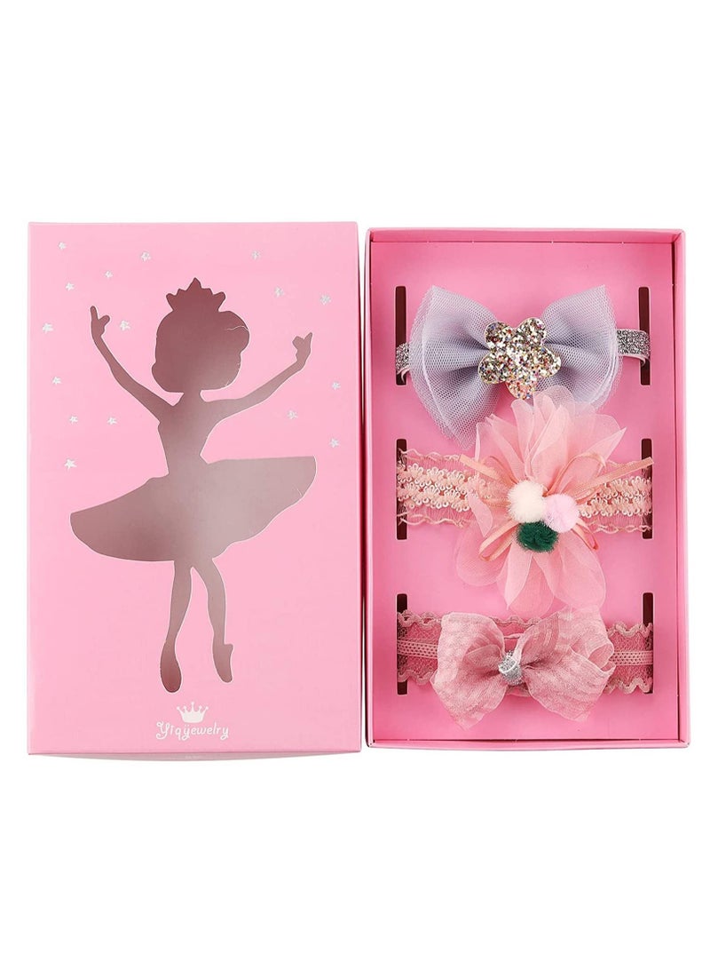 إسكدنيا Girl Headbands Newborn, 3 Pcs Baby Bowknot Hairbands Cute Sweet Headwrap Soft Touch Flower Design for Toddler Kids as Party Wedding Photography Accessories - Image 1