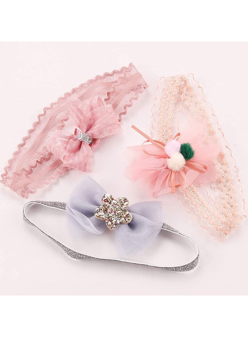 إسكدنيا Girl Headbands Newborn, 3 Pcs Baby Bowknot Hairbands Cute Sweet Headwrap Soft Touch Flower Design for Toddler Kids as Party Wedding Photography Accessories - Image 5