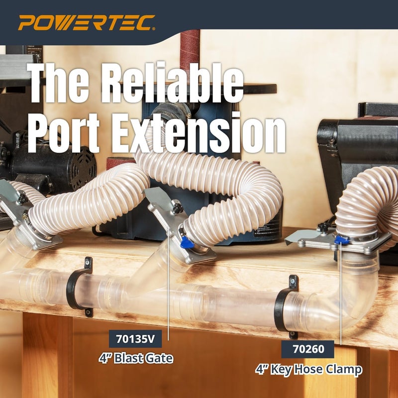 POWERTEC أنبوب PVC شفاف 4" × 36" طويل، 2PK أنبوب بلاستيكي صلب، أنبوب دائري متوافق مع ملحقات جمع الغبار، خرطوم لأدوات النجارة، نظام جمع الغبار، سيارات ألعاب ومغذيات الطيور (70272-P2V) - Image 5