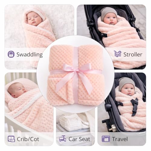 BRANDONN Premium Baby Blanket 100×75 cm – Ultra Soft Flannel Sherpa Newborn Blanket for Winter, AC, Stroller, Crib, Travel (0-12 Months) - Image 4