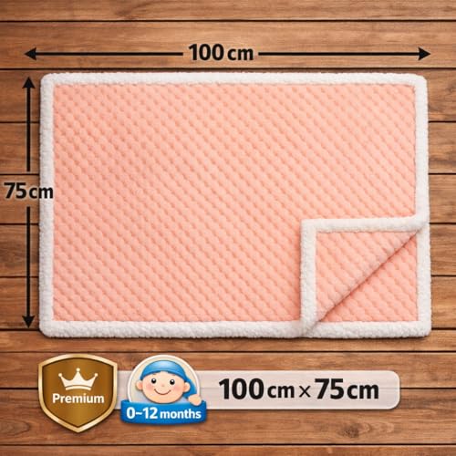BRANDONN Premium Baby Blanket 100×75 cm – Ultra Soft Flannel Sherpa Newborn Blanket for Winter, AC, Stroller, Crib, Travel (0-12 Months) - Image 5