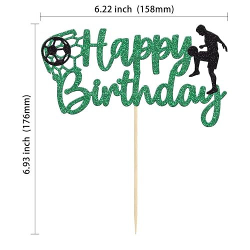 Confetti! Football Soccer Cake Topper Happy Birthday Sign Football Player Cake Decorations for Sport Theme Man Boy Girl Birthday Party Decoration Supplies - Image 2